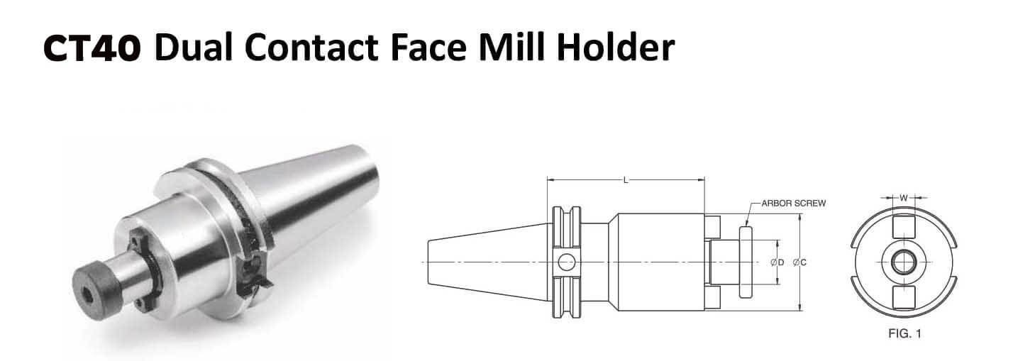 CT40 FMH 0.500 - 2.00 Face Contact Face Mill Holder (Balanced to 2.5G 25000 RPM)